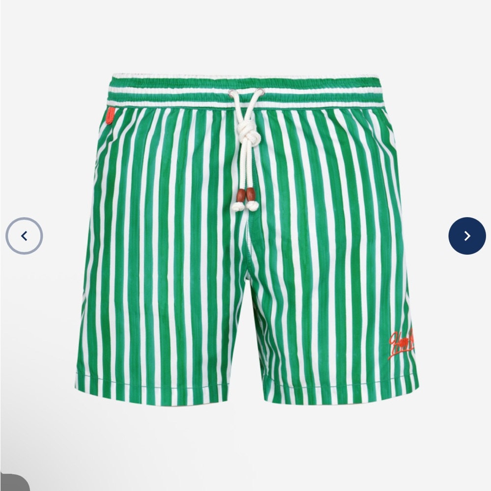 Gili’s Happy Hour émoi émoi - Trawangan Green and White Striped Swim Trunks